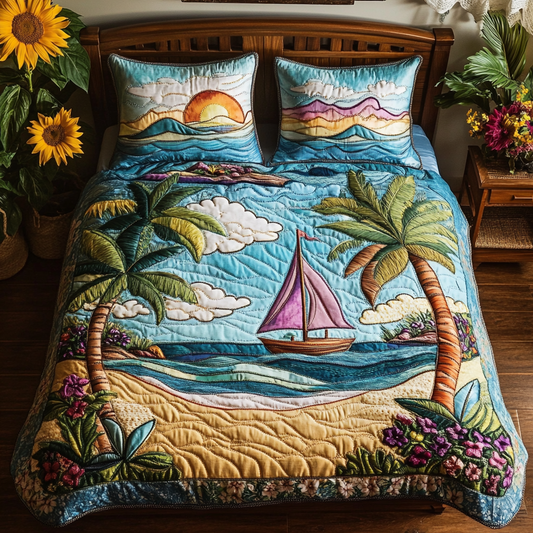 Tropical Vibes 3-Piece Quilted Bedding Set NCU0VL1741