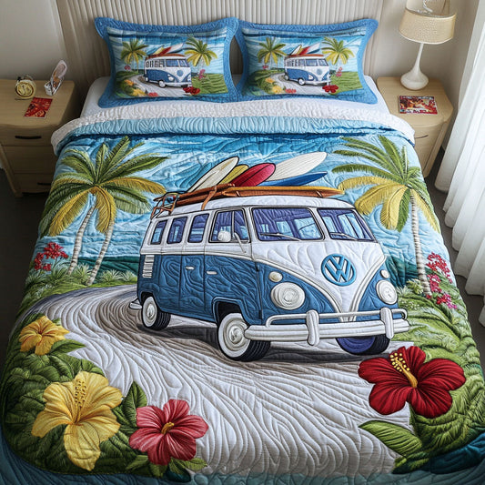 Tropical Wave Ride 3-Piece Quilted Bedding Set NCU0PT6017