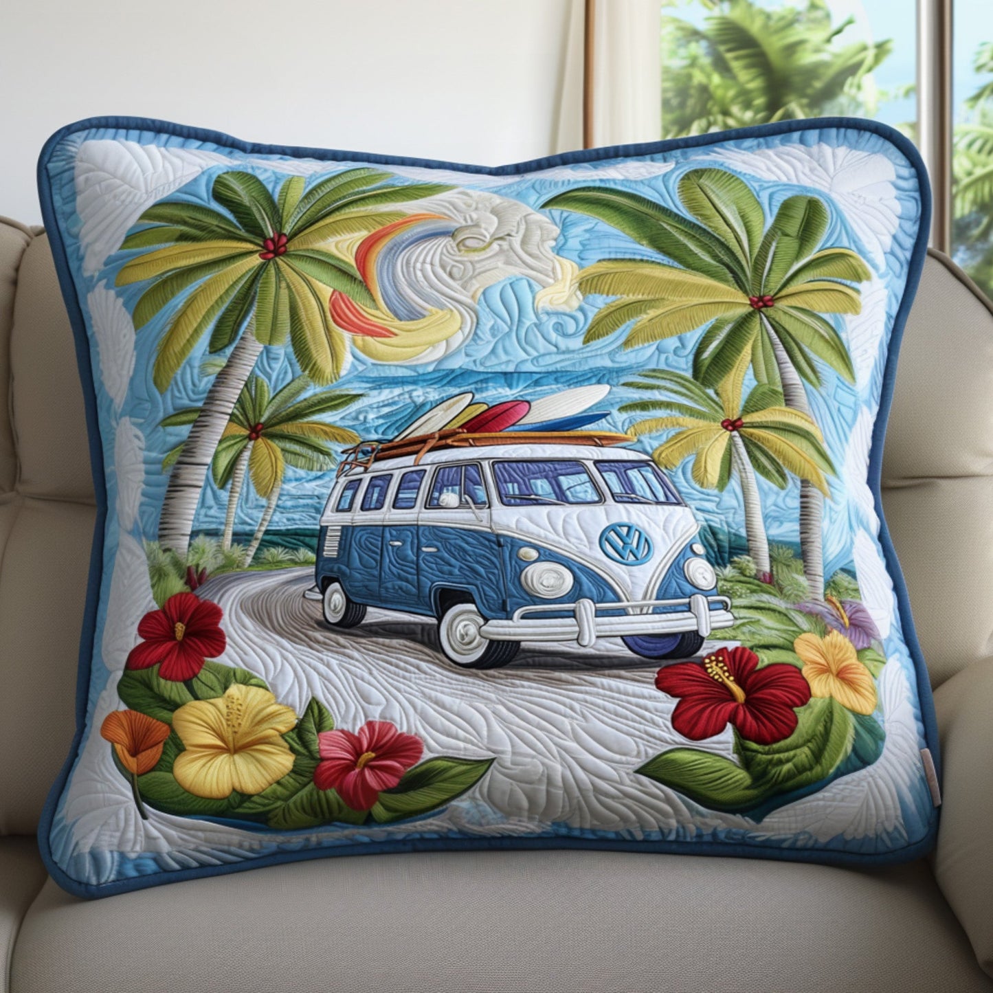 Tropical Wave Ride Quilted Bedding Pillow Case NCU0PT6165