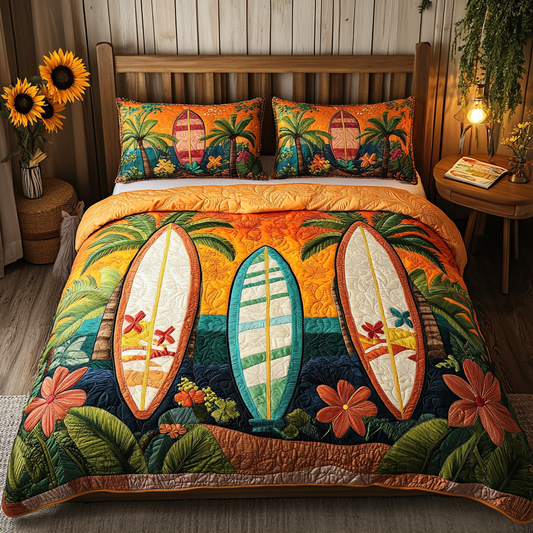 Tropical Waves 3-Piece Quilted Bedding Set NCU0VL1835