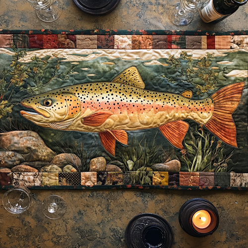 Trout Charm Quilted Table Runner NCU0DV3956