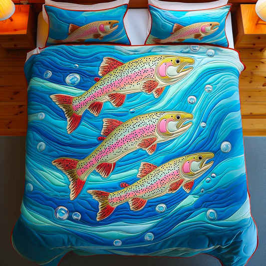 Trout Dance 3-Piece Quilted Bedding Set NCU0NT7196