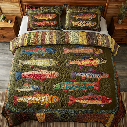 Trout Flow 3-Piece Quilted Bedding Set NCU0PT3265