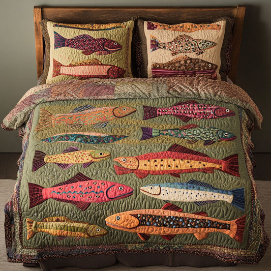 Trout Haven 3-Piece Quilted Bedding Set NCU0PT3266