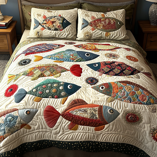 Trout Haven 3-Piece Quilted Bedding Set NCU0VH2095