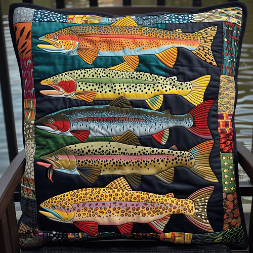 Trout Splash Quilted Pillow Case NCU0TH1236