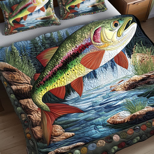 Trout Tales 3-Piece Quilted Bedding Set NCU0PT3267