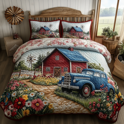 Truck Blooms 3-Piece Quilted Bedding Set NCU0VL2026