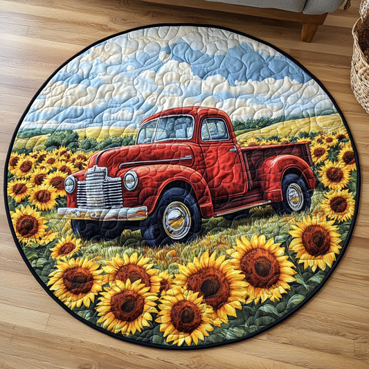 Truck Garden Quilted Round Mat NCU0VH4286