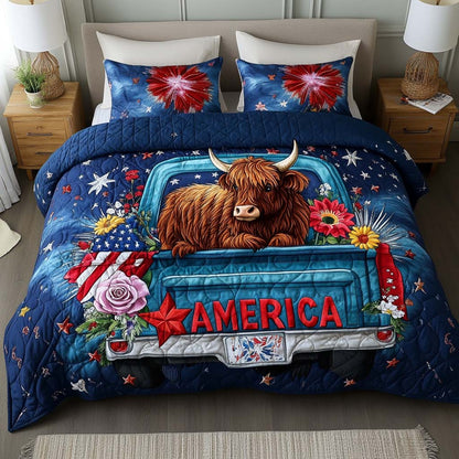 Truckin Pride 3-Piece Quilted Bedding Set NCU0NT7725