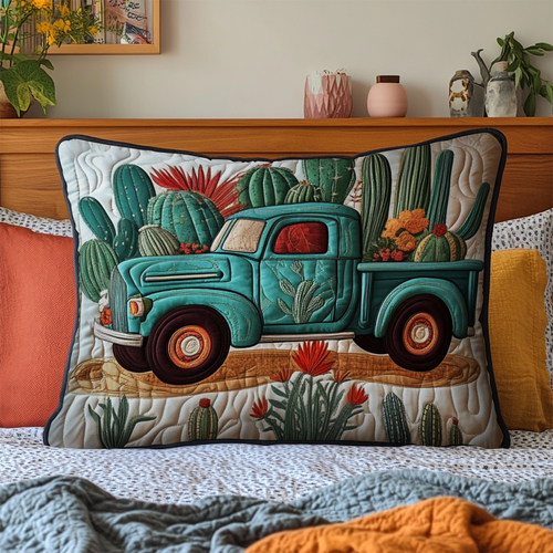 Truck with Cactus Quilted Bedding Pillow Case NCU0NT3169