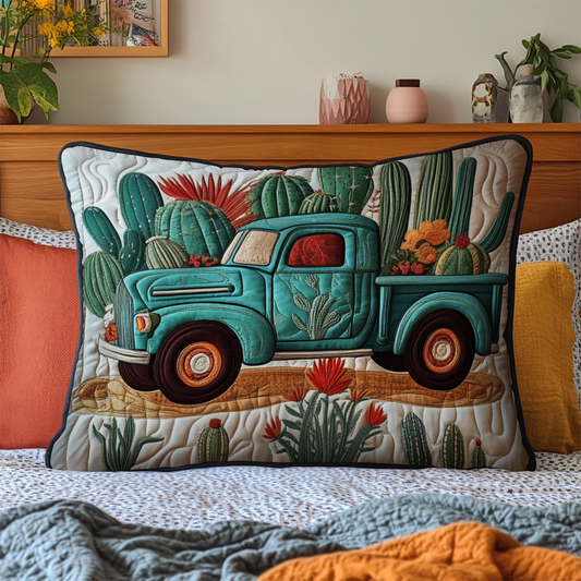 Truck with Cactus Quilted Bedding Pillow Case NCU0NT3169