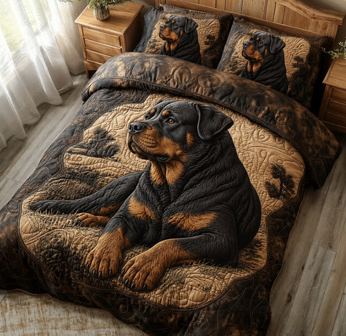 True Rottweiler 3-Piece Quilted Bedding Set NCU0PT12008