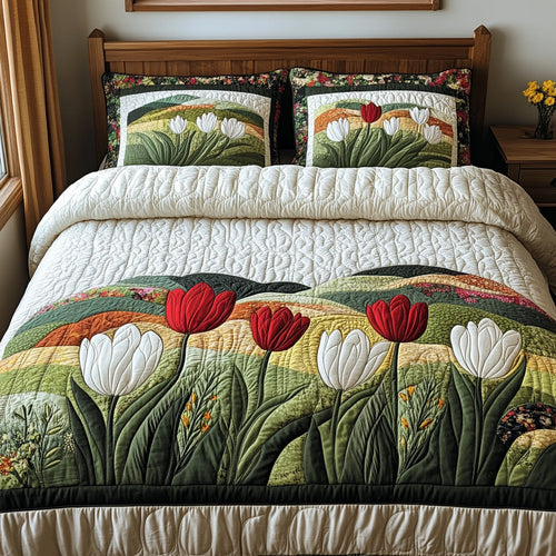 Tulip Bloom 3-Piece Quilted Bedding Set NCU0DV6615