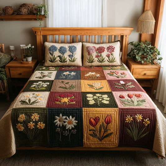 Tulip Bloom 3-Piece Quilted Bedding Set NCU0VL3231