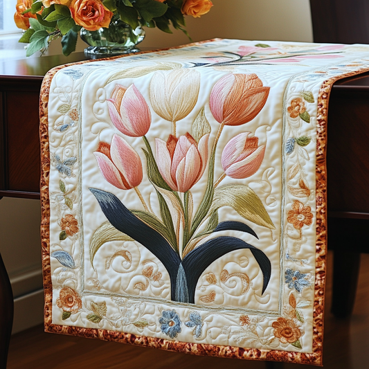 Tulip Delight Quilted Table Runner NCU0VL1437