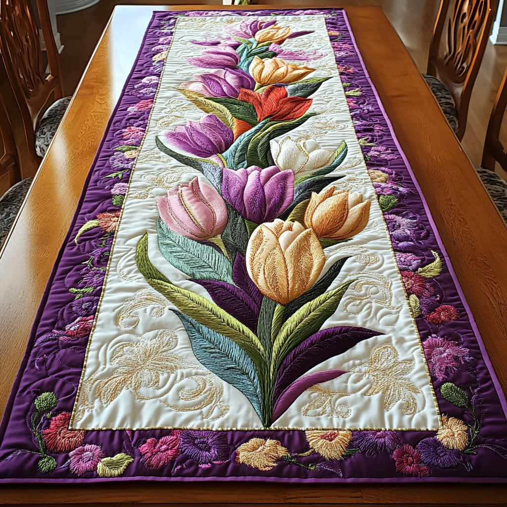 Tulip Dream Quilted Table Runner NCU0VH3275