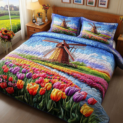 Tulip Dreams 3-Piece Quilted Bedding Set NCU0NT5459