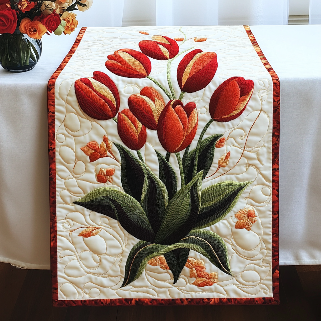 Tulip Dreams Quilted Table Runner NCU0VL1443