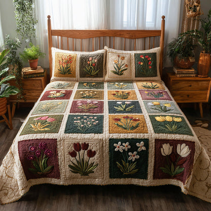 Tulip Gallery 3-Piece Quilted Bedding Set NCU0VL3224