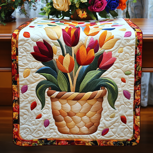 Tulip Joy Quilted Table Runner NCU0VL1449