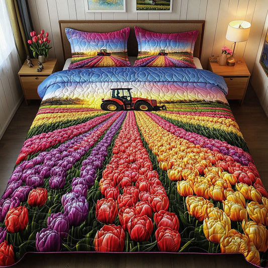 Tulip Pathway 3-Piece Quilted Bedding Set NCU0NT6634