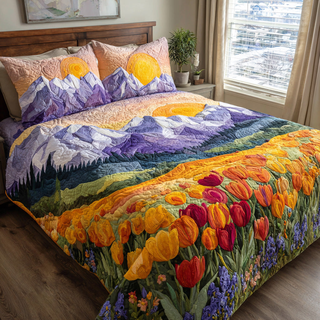 Tulip Peaks 3-Piece Quilted Bedding Set NCU0VL3137