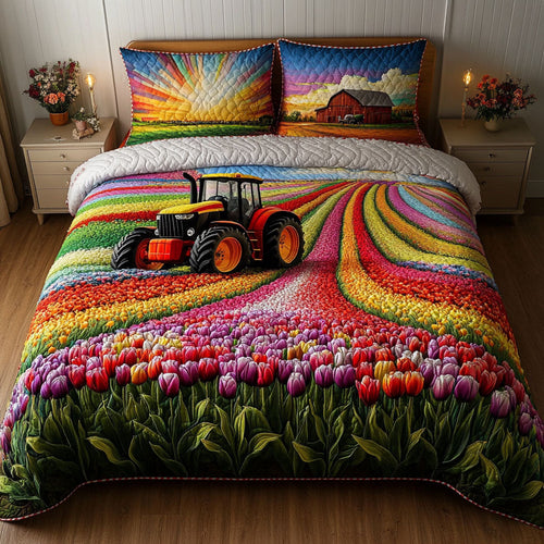 Tulip Tractor Dream 3-Piece Quilted Bedding Set NCU0NT6759