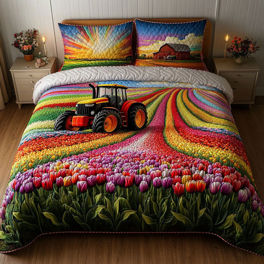 Tulip Tractor Dream 3-Piece Quilted Bedding Set NCU0NT6759