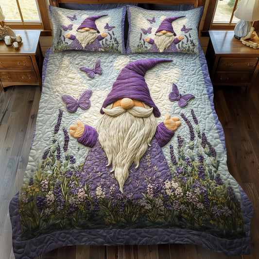 Tulip Trail Gnome 3-Piece Quilted Bedding Set NCU0PT3198