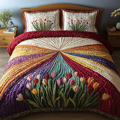 Tulip Valley 3-Piece Quilted Bedding Set NCU0DV9030
