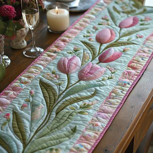 Tulip Whisper Quilted Table Runner NCU0DV4131
