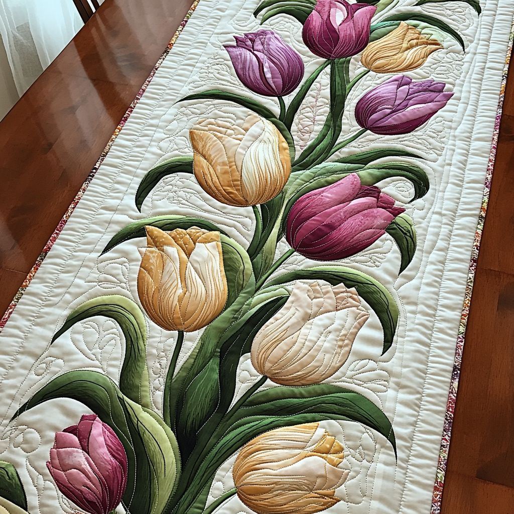 Tulip Whispers Quilted Table Runner NCU0DK5723