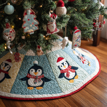 Tundra Penguin Quilted Christmas Tree Skirt NCU0HH1252