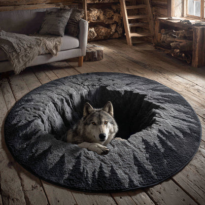 Tundra Wolf Frost Quilted Round Mat NCU0HH1458