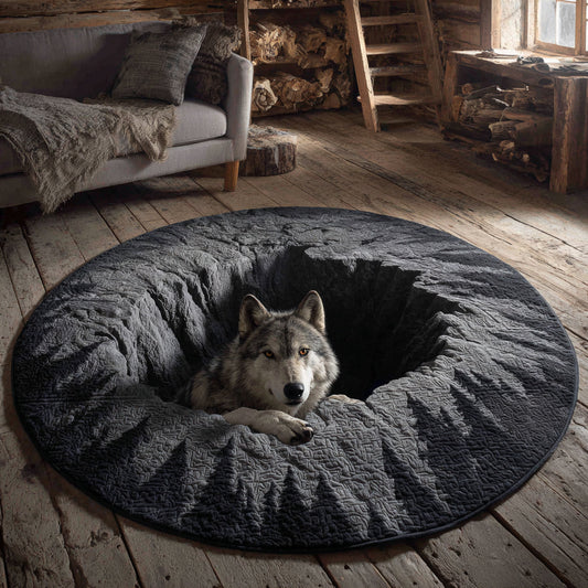Tundra Wolf Frost Quilted Round Mat NCU0HH1458