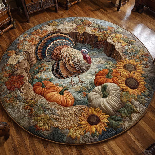 Turkey Harvest Quilted Round Mat NCU0XD978