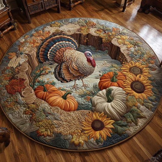 Turkey Harvest Quilted Round Mat NCU0XD978
