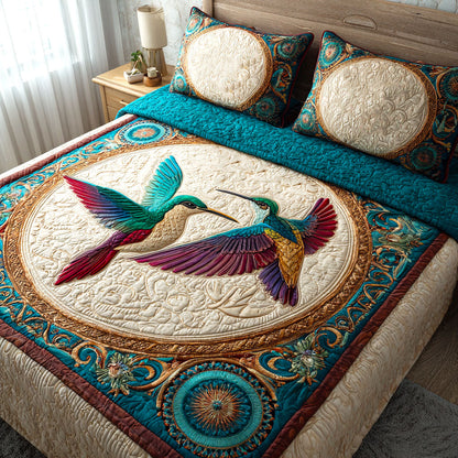 Turquoise Duo 3-Piece Quilted Bedding Set NCU0TV114