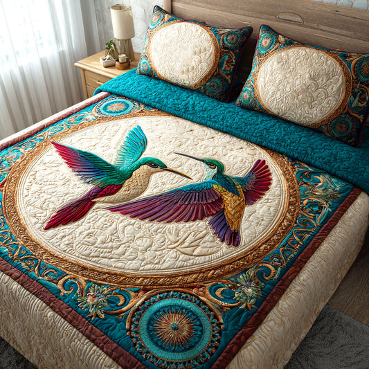 Turquoise Duo 3-Piece Quilted Bedding Set NCU0TV114