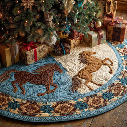 Turquoise Gallop Christmas Quilted Tree Skirt NCU0NT11227
