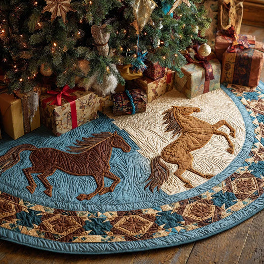 Turquoise Gallop Christmas Quilted Tree Skirt NCU0NT11227