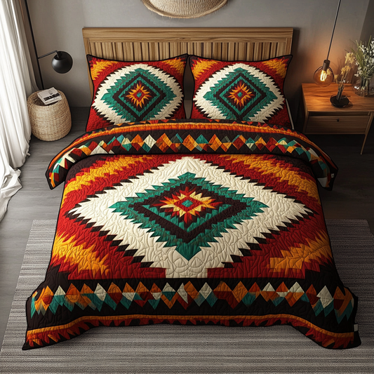 Turquoise Horizon 3-Piece Quilted Bedding Set NCU0DK5098