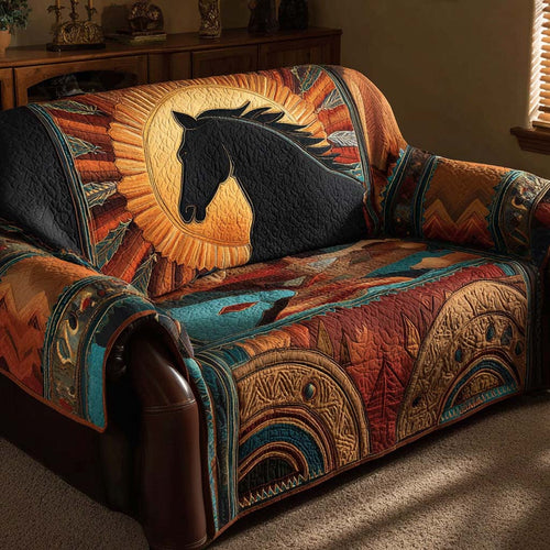 Turquoise Mesa Stallion Quilted Sofa Cover NCU0XD1828