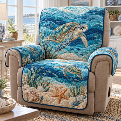 Turquoise Reef Turtle Quilted Sofa Cover NCU0DV10353