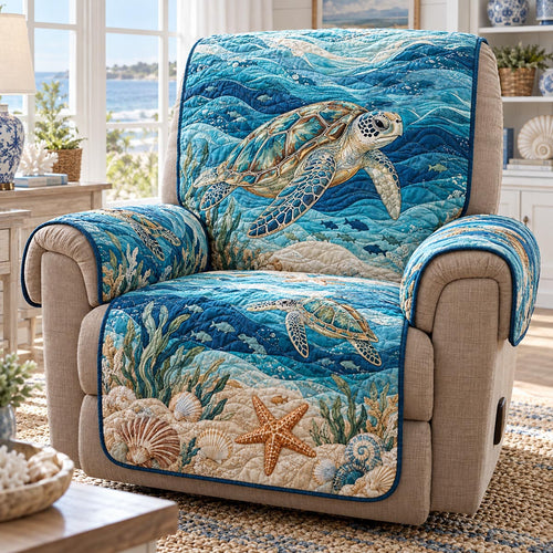 Turquoise Reef Turtle Quilted Sofa Cover NCU0DV10353