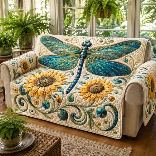 Turquoise Sunlit Glider Quilted Sofa Cover NCU0VL3815