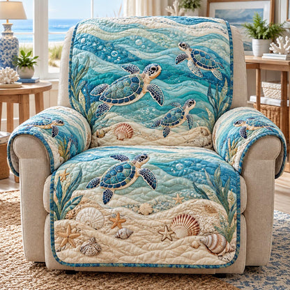 Turquoise Turtle Reef Quilted Sofa Cover NCU0DV10345