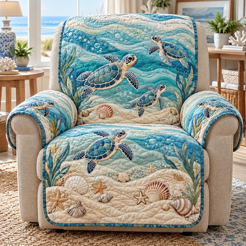 Turquoise Turtle Reef Quilted Sofa Cover NCU0DV10345