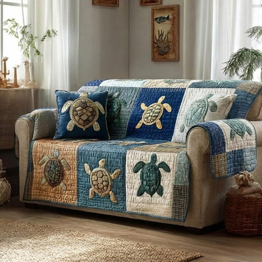 Turtle Journey Quilted Sofa Cover NCU0DV9249